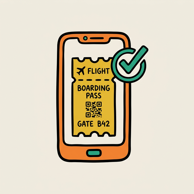 Smartphone with boarding pass logo